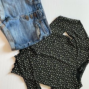 Two piece with shorts and long sleeve shirt